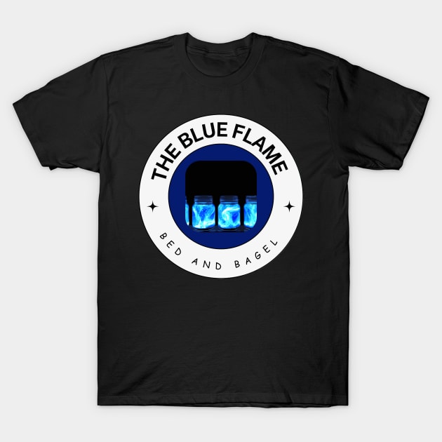 The Blue Flame Bed and Bagel T-Shirt by Biddie Gander Designs